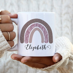 Boho Rainbow anpassad Name Modern Blommigt Två-Tonad Mugg