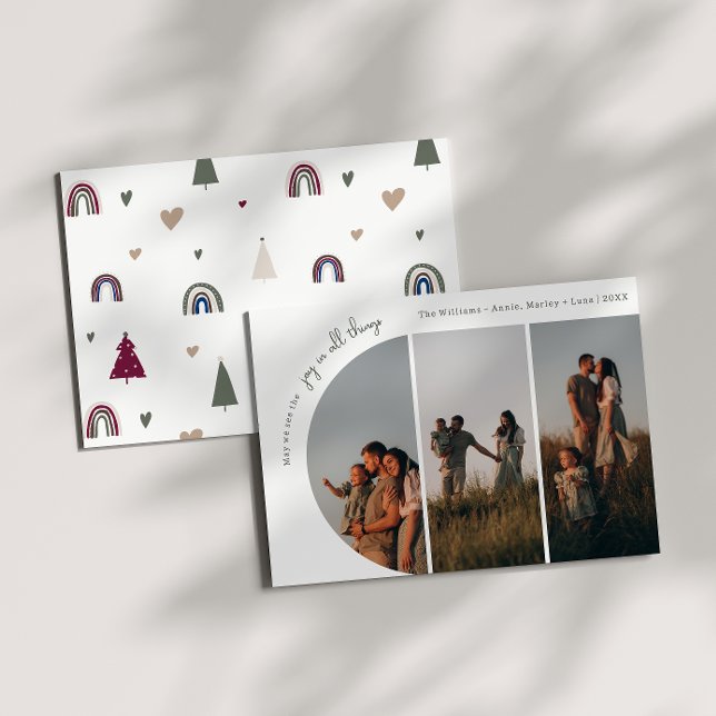 Boho Rainbow Arch Joy in All Sak 3 Photo Julkort (Skapare uppladdad)