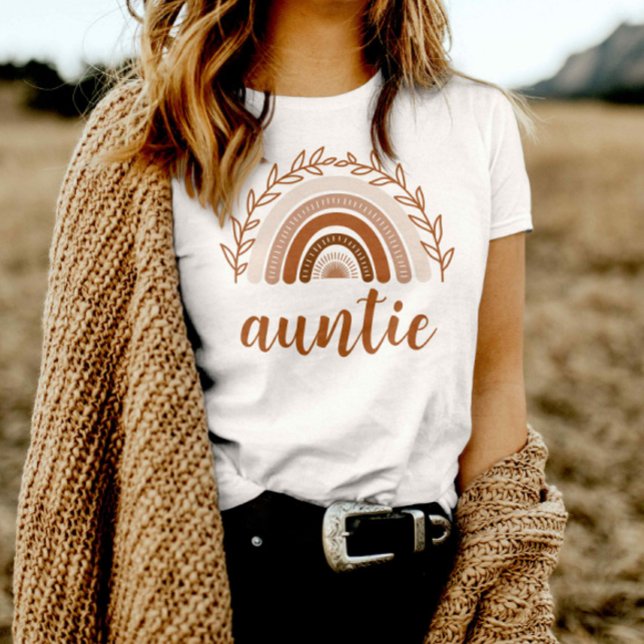Boho Rainbow Auntie Shirt, Terracotta Mute Tones T Shirt (Skapare uppladdad)