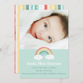 Boho Rainbow Baby Birth Notification Inbjudningar