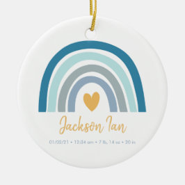 Boho Rainbow Baby Personlig Birth Stats Julgransprydnad Keramik