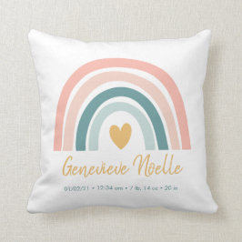 Boho Rainbow Baby Personlig Birth Stats Kudde