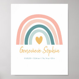 Boho Rainbow Baby Personlig Birth Stats Poster