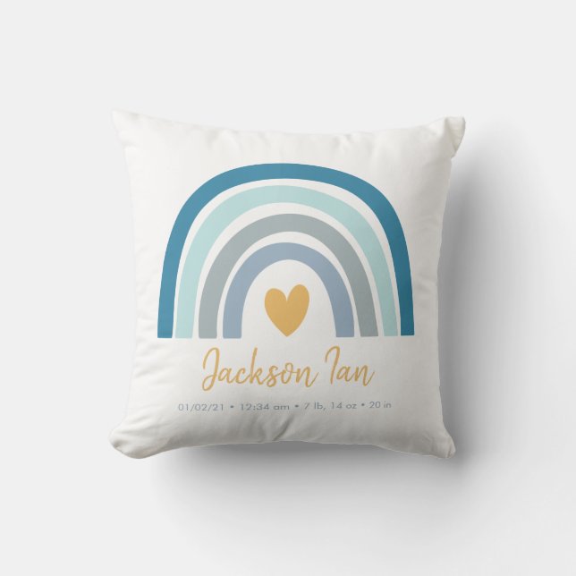 Boho Rainbow Baby Personlig Birth Stats Thats P Kudde (Framsida)