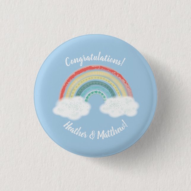 Boho Rainbow Baby Shower Blue Boy Knapp (Framsida)
