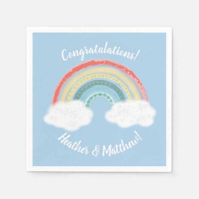 Boho Rainbow Baby Shower Blue Boy Pappersservett (Framsidan)