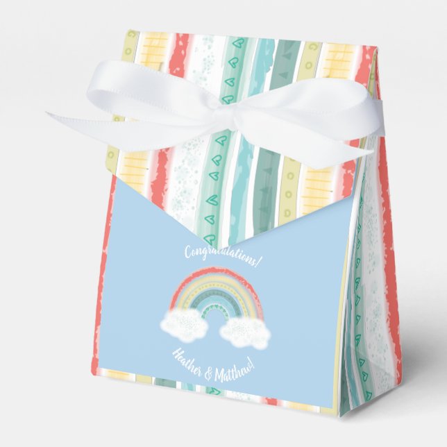 Boho Rainbow Baby Shower Blue Boy Presentaskar (Framsidan Sidan)