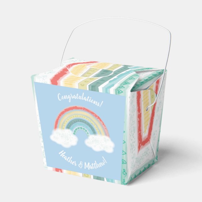Boho Rainbow Baby Shower Blue Boy Presentaskar (Framsidan Sidan)