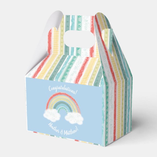 Boho Rainbow Baby Shower Blue Boy Presentaskar (Framsidan Sidan)