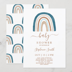 Boho Rainbow Baby Shower Boy-inbjudan Inbjudningar