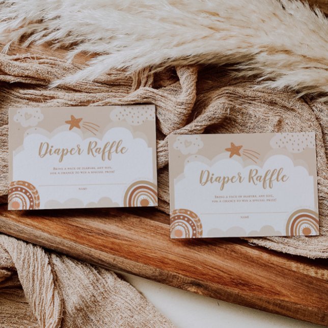 Boho Rainbow Baby Shower Diaper Raffle Card Anteckningskort (Skapare uppladdad)