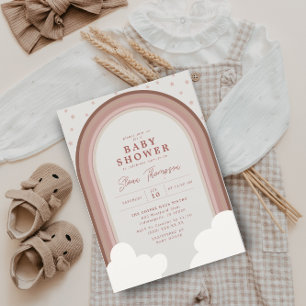 Boho Rainbow Baby Shower Earthy Girl Inbjudningar