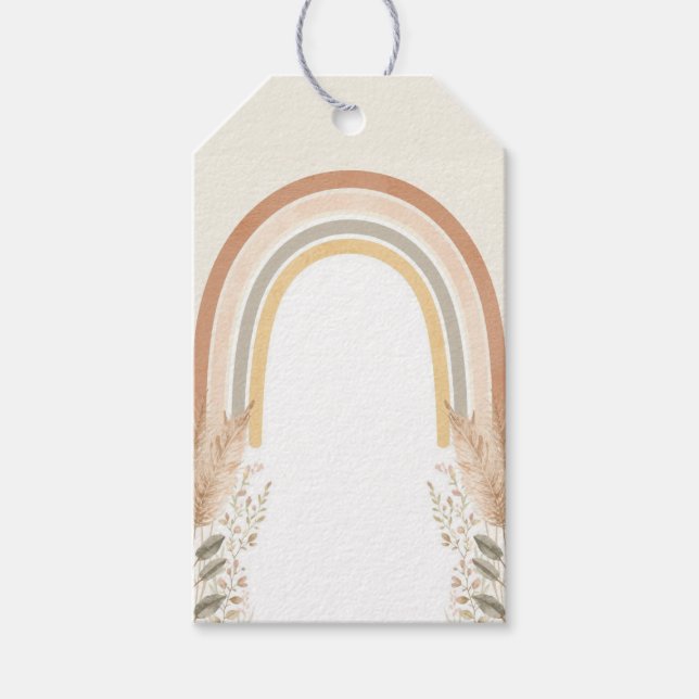 Boho Rainbow Baby Shower Favor Märken – Vattenfärg Presentetikett (Framsidan)