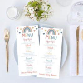 Boho Rainbow Baby Shower Food Menu Meny