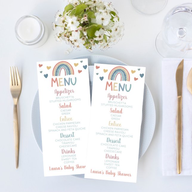 Boho Rainbow Baby Shower Food Menu Meny (Skapare uppladdad)