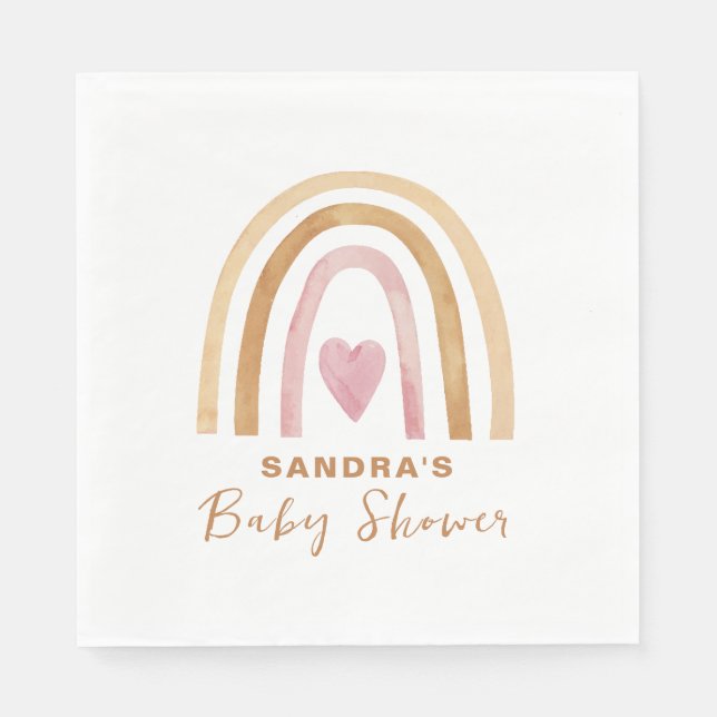 Boho Rainbow Baby Shower för akut minimal Neutralt Pappersservett (Framsidan)