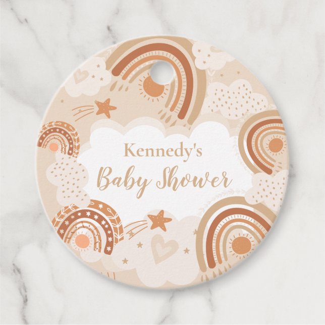 Boho Rainbow Baby Shower Gåvor Etiketter (Framsida)