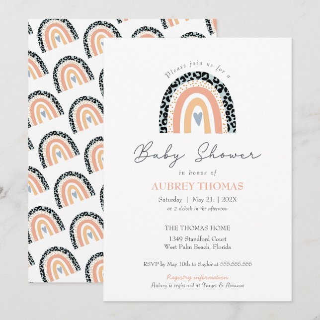 Boho Rainbow Baby Shower Gender Neutral Invatio Inbjudningar (Fram/baksida)