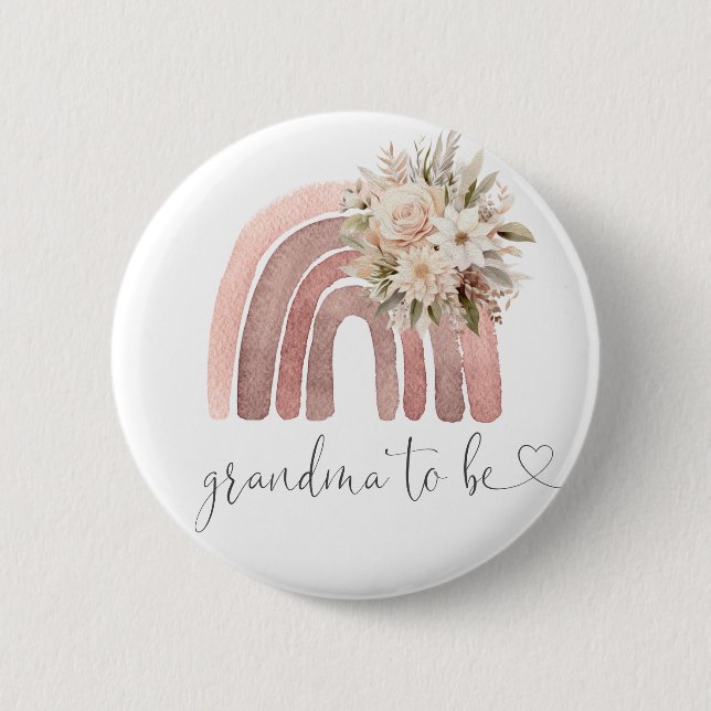 Boho Rainbow Baby Shower Grandma ska vara Knapp (Framsida)