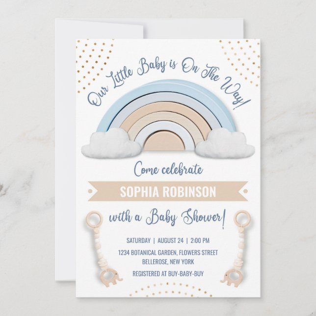 Boho Rainbow Baby Shower-inbjudan Inbjudningar (Framsida)