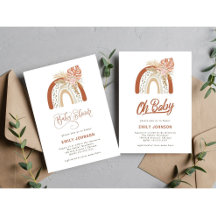 Boho Rainbow Baby Shower-inbjudan