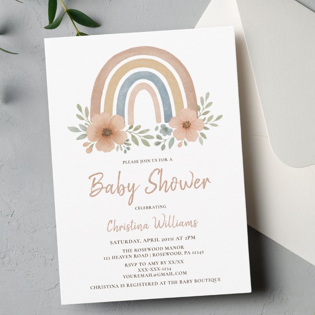Boho Rainbow Baby Shower-inbjudan Inbjudningar (Skapare uppladdad)
