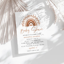 Boho Rainbow Baby Shower-inbjudan