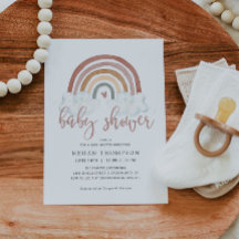Boho Rainbow Baby Shower-inbjudan