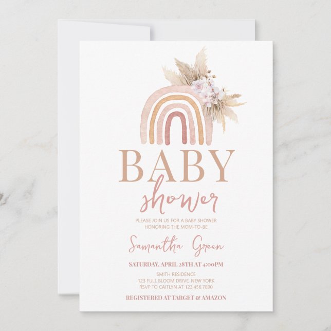 Boho Rainbow Baby Shower Inbjudningar (Framsida)