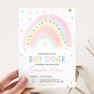 Boho Rainbow Baby Shower Inbjudningar