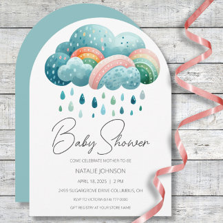 Boho Rainbow Baby Shower Inbjudningar