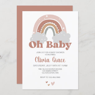Boho Rainbow Baby Shower Inbjudningar