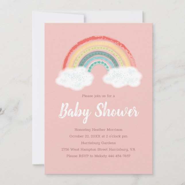 Boho Rainbow Baby Shower Inbjudningar (Framsida)