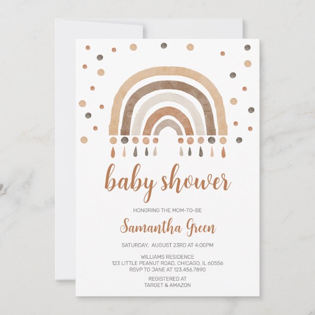 Boho Rainbow Baby Shower Inbjudningar (Framsida)