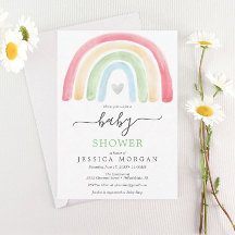 Boho Rainbow Baby Shower-inbjudningskort