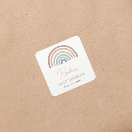 Boho Rainbow Baby Shower-klistermärke Fyrkantigt Klistermärke