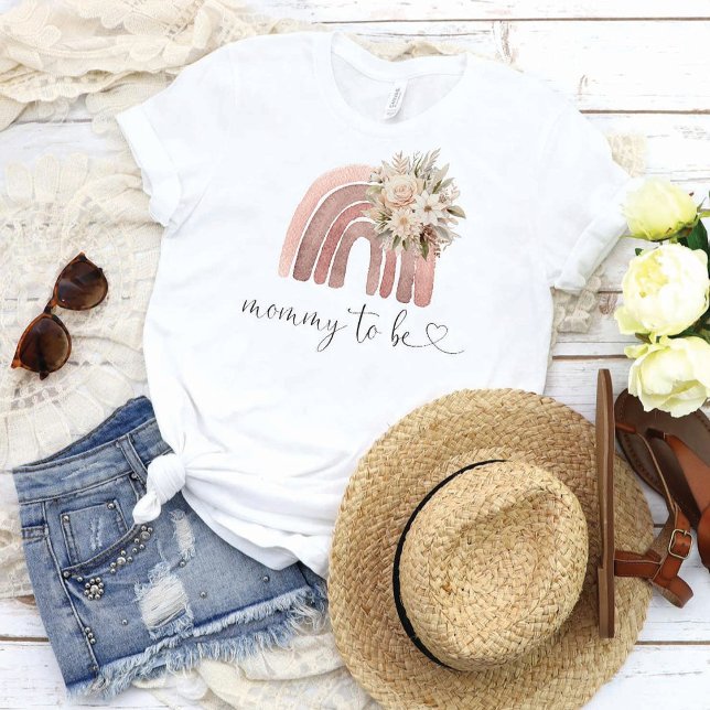 Boho Rainbow Baby Shower Mamma att vara T Shirt (Skapare uppladdad)