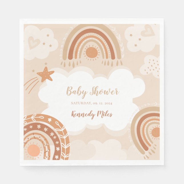Boho Rainbow Baby Shower Pappersservett (Framsidan)