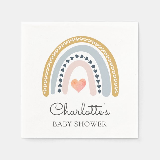 Boho Rainbow Baby Shower Pappersservett (Framsidan)