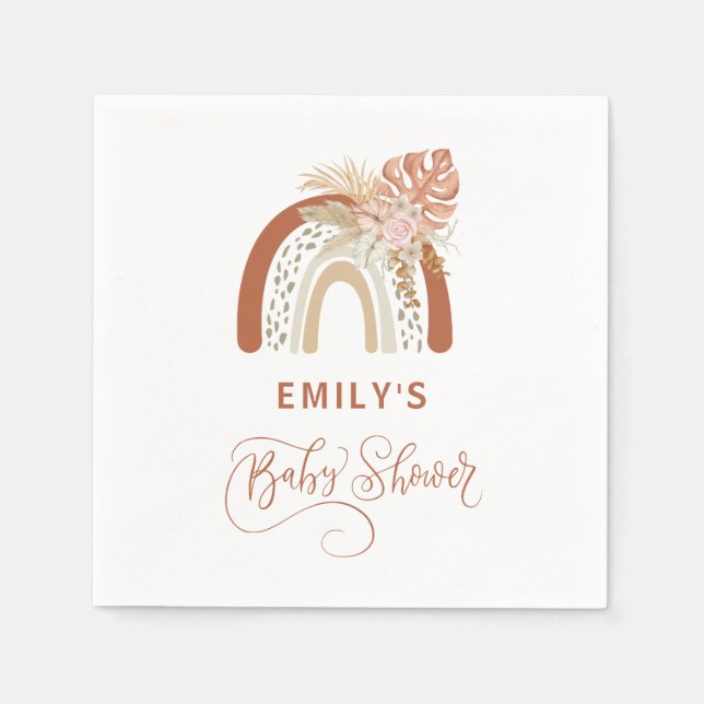 Boho Rainbow Baby Shower Pappersservett (Framsidan)