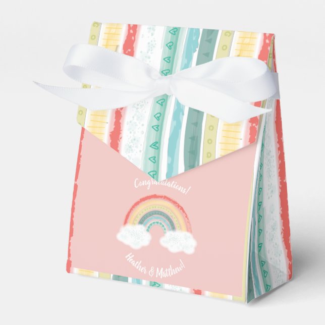 Boho Rainbow Baby Shower Rosa Presentaskar (Framsidan Sidan)