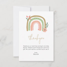 Boho Rainbow Baby Shower Tack Cute Pastel Kort