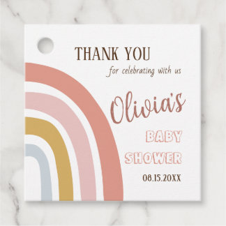 Boho Rainbow Baby Shower Tack Gåvor Etiketter