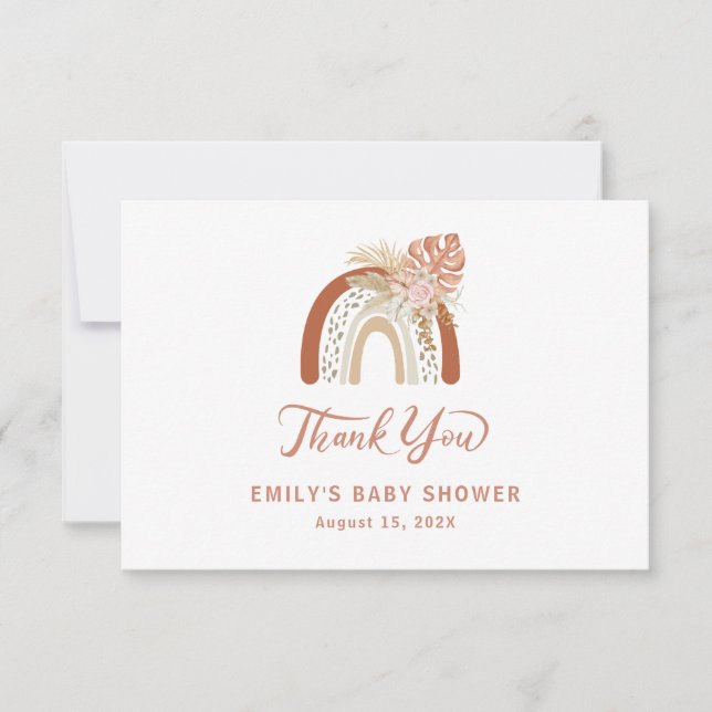 Boho Rainbow Baby Shower Tack Kort (Framsida)