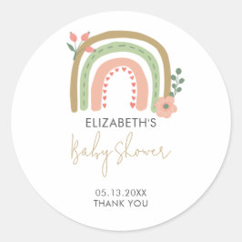 Boho Rainbow Baby Shower Tack Runt Klistermärke