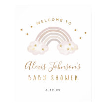 Boho Rainbow Baby Shower Välkommen Poster