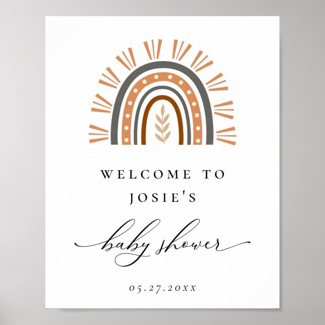Boho Rainbow Baby Shower Välkommen Poster (Framsidan)