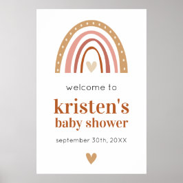Boho Rainbow Baby Shower Välkommen Poster