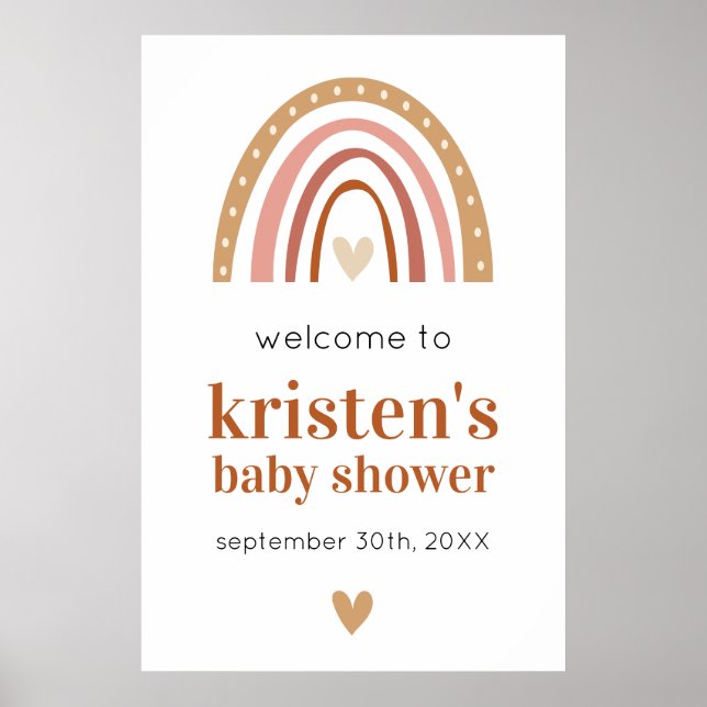 Boho Rainbow Baby Shower Välkommen Poster (Framsidan)