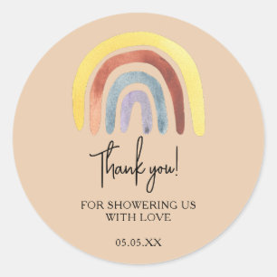 Boho rainbow babydusch tack vare dig runt klistermärke